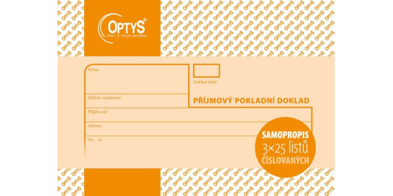 Příjmový pokladní doklad A6 samopropísovací  číslovaný OP1082 
