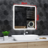 Koupelnové zrcadlo s LED osvětlením a podsvícením 90x90 cm BOSTON, IP44, STUDENÁ, KOSMETICKÉ ZRCÁTKO OSVĚTLENÉ, DOTYKOVÝ VYPÍNAČ