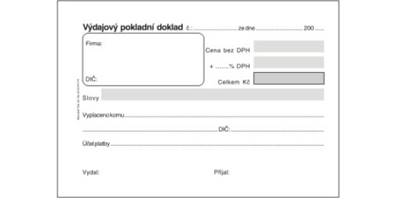 Výdajový pokladní doklad samopropisovací PT040