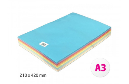 Barevné papíry A3 80g 500ls 10 barev