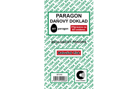 Paragon daňový doklad obyčejný ET010 80x150mm 50 listů bez propisu s DPH