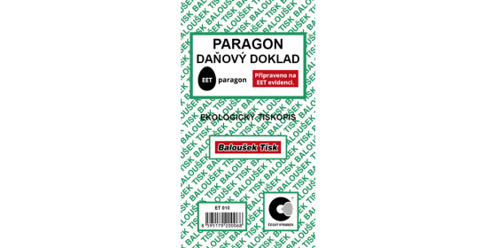 Paragon daňový doklad obyčejný ET010 80x150mm 50 listů bez propisu s DPH