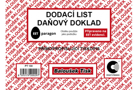 Dodací list daňový doklad A6 samopropisovací PT130