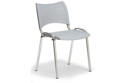 Konfereční židle plastová Smart šedá,chromovaný kov, židle konferenční
