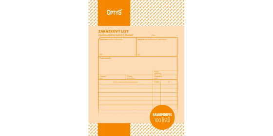 Zakázkový list A5 NCR OP1085 OPTYS