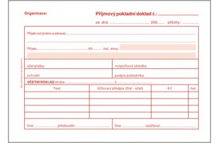 Příjmový pokladní doklad i pro podvojné účetníctví obyčejný ET030