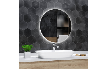 Koupelnové zrcadlo kulaté BALI s LED podsvícením Ø 60 cm podsvětlené