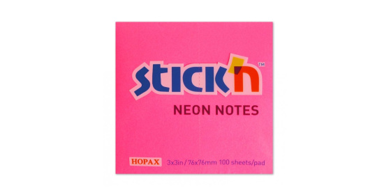 Samolepící bloček HOPAX neon 76x76mm 100 listů růžový