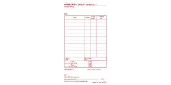 Paragon daňový doklad samopropisovací PT010