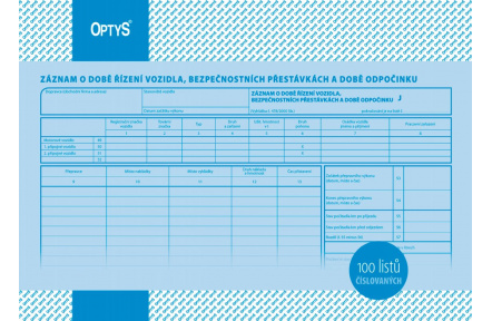 Záznam o provozu vozidla nákl.dopravy číslovaná OP166