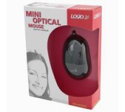Minimyš, LOGO optická, 3tl., 1 kolečko, USB, černá, 800dpi, mini , myš mini