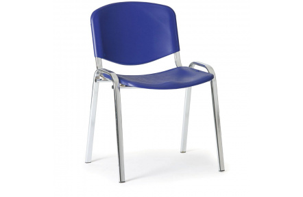 Konfereční židle plastová ISO modrá, chromovaný kov židle konferenční