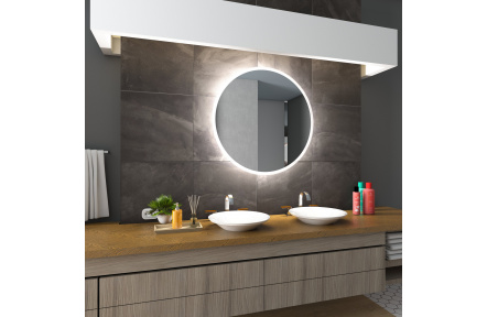 Koupelnové zrcadlo DELHI s LED podsvícením Ø 100 cm 