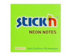 Samolepící bloček HOPAX neon 76x76mm 100 listů zelený