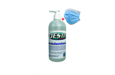 Destix dezinfekční gel na ruce 500 ml + 1ks chirurgická rouška 3vrstvá 
