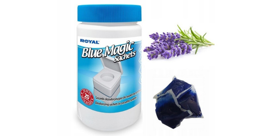 WC sáčky Blue Magic Aut Sachets LEVANDULE v dóze 20ks tablety do chemického WC