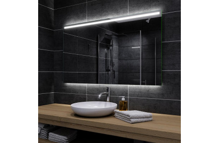 Koupelnové zrcadlo s LED podsvětlením 110x70cm GIZA P podsvětlená i spodní část