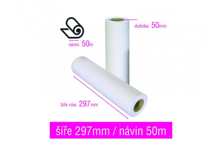 Plotrový papír v roli 297mmx50m 80g  Smartline