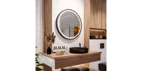 Zcadlo kulaté LED LOFT LONDON v rámu z broušeného hliníku