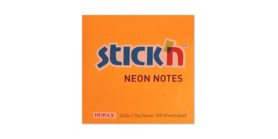 Samolepící bloček HOPAX neon 76x76mm 100 listů oranžový