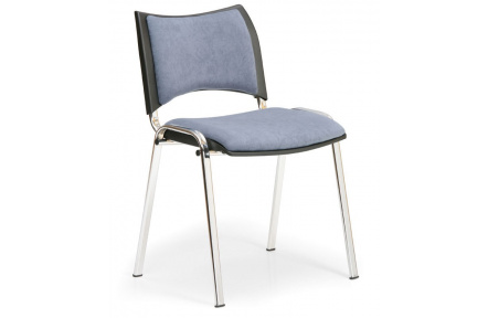 Konfereční židle čalouněná Smart šedá, chromovaný kov, židle konferenční