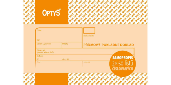 Příjmový pokladní doklad NCR číslovaný OP1081