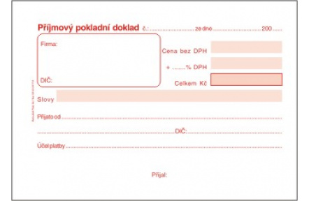 Příjmový pokladní doklad samopropisovací PT020