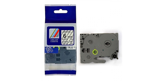 Páska Brother TZ-111 / TZe-111, 6mm x 8m, černý tisk / průhledný podklad kompatibilní