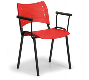 Konfereční židle plastová Smart s područkami červená, černý kov, židle konferenční