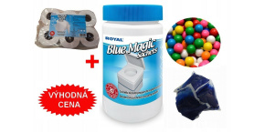 STARTOVACÍ BALÍČEK Blue Magic Aut Sachets BUBBLE GUM v dóze 20ks+Toaletní papír ROYAL SOFT pro chemické WC, bal. 6ks