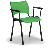 Konfereční židle plastová Smart s područkami zelená, černý kov, židle konferenční