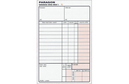 Paragon daňový doklad A6 NCR číslovaný OP86