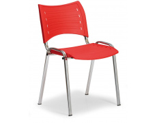 Konfereční židle plastová Smart červená,chromovaný kov, židle konferenční