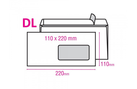 Obálka DL s okénkem samolepící s krycí páskou 1000ks