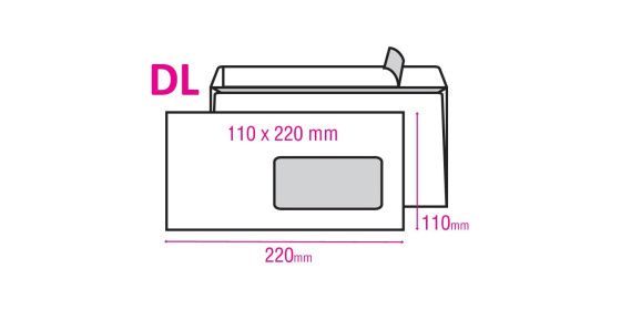 Obálka DL s okénkem samolepící s krycí páskou 1000ks