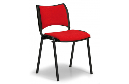 Konfereční židle čalouněná Smart červená, černý kov, židle konferenční
