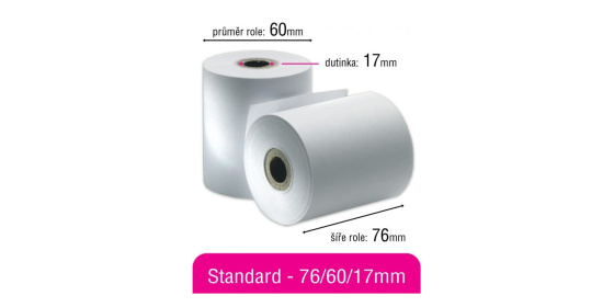 Pokladní kotouček papírový standard 76/60/17mm 