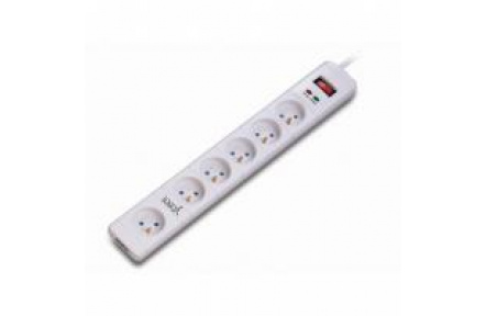 Prodlužovací kabel s přepěťovou ochranou, 3 m, 6 zásuvek, LED indikace, LOGO