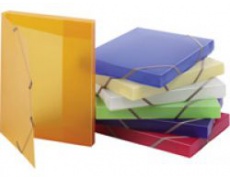 Krabice tříklopá s gumou OPALINE transparentní, box na spisy s gumou
