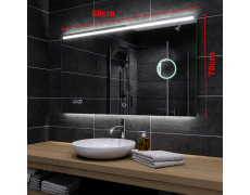 Koupelnové zrcadlo s LED podsvícením 80x70cm GIZA P
