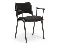 Konfereční židle čalouněná Smart s područkami černá, černý kov, židle konferenční