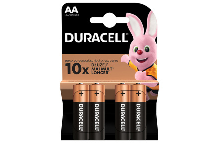 Baterie alkalická, AA, 1.5V, Duracell, blistr, 4-pack, 42302, Basic