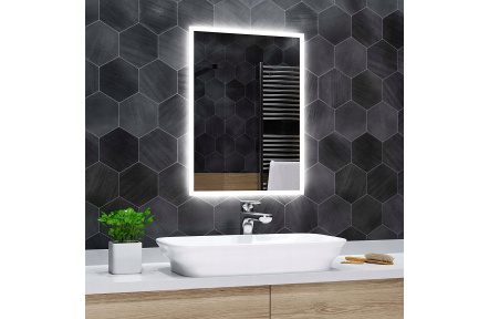 Koupelnové zrcadlo s LED podsvícením 60x140 cm BOSTON, hranaté