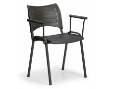 Konfereční židle plastová Smart s područkami černá, černý kov, židle konferenční