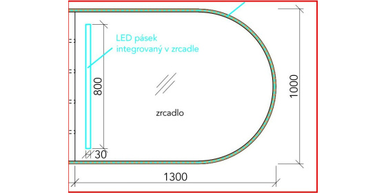 Koupelnové zrcadlo s LED osvětlením 130x100 cm ATYPICKÉ