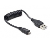 Kabel MICRO USB 0,6m kroucený černý