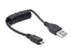Kabel MICRO USB 0,6m kroucený černý