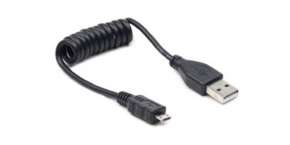 Kabel MICRO USB 0,6m kroucený černý