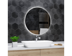 Koupelnové zrcadlo kulaté s LED podsvícením Ø 120 cm BALI podsvětlené