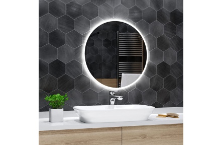 Koupelnové zrcadlo kulaté DELHI s LED podsvícením Ø 60 cm 